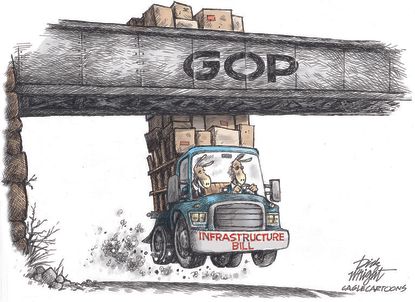 Political Cartoon U.S. gop democrats biden infrastructure