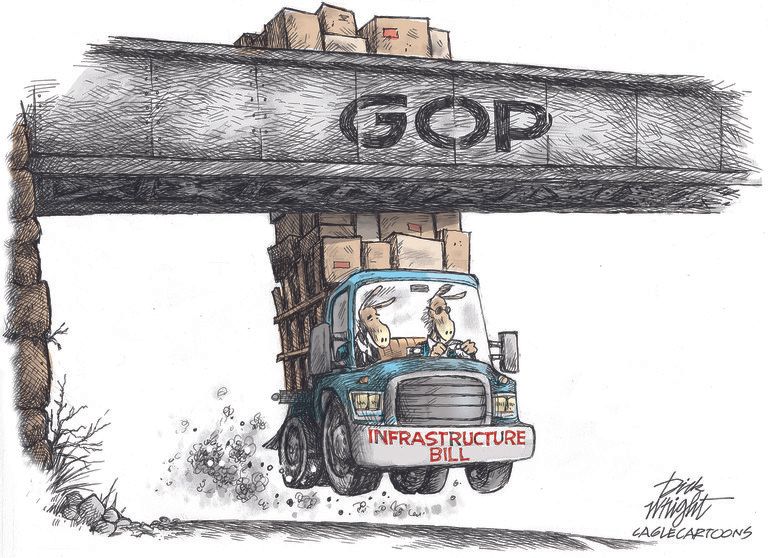 Political Cartoon U.S. gop democrats biden infrastructure