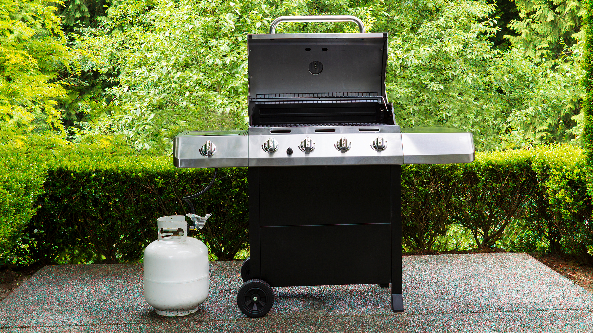 Grill with propane tank