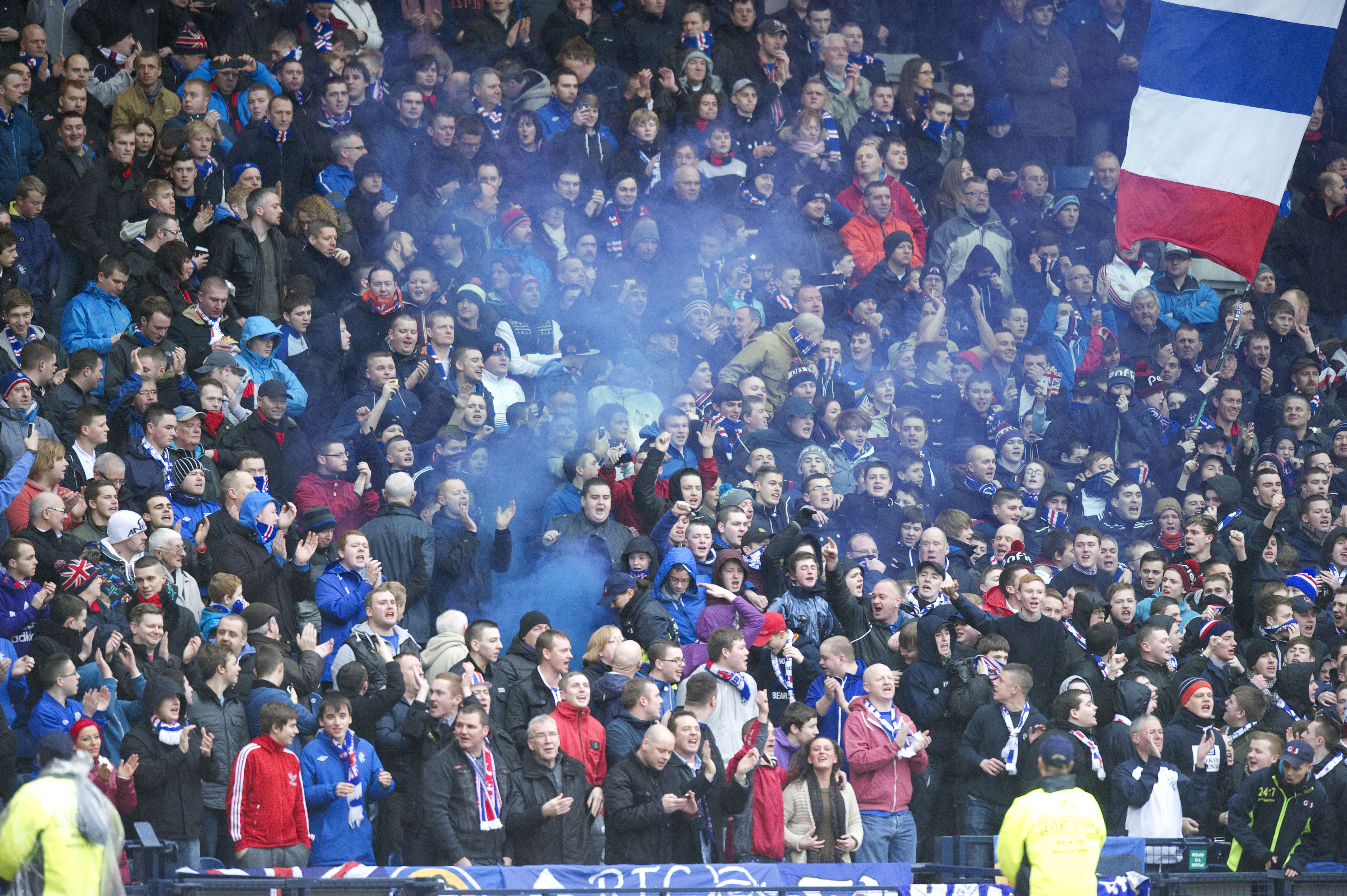 Rangers fans during a game against Queen's Park in Scotland's third tier in December 2012.