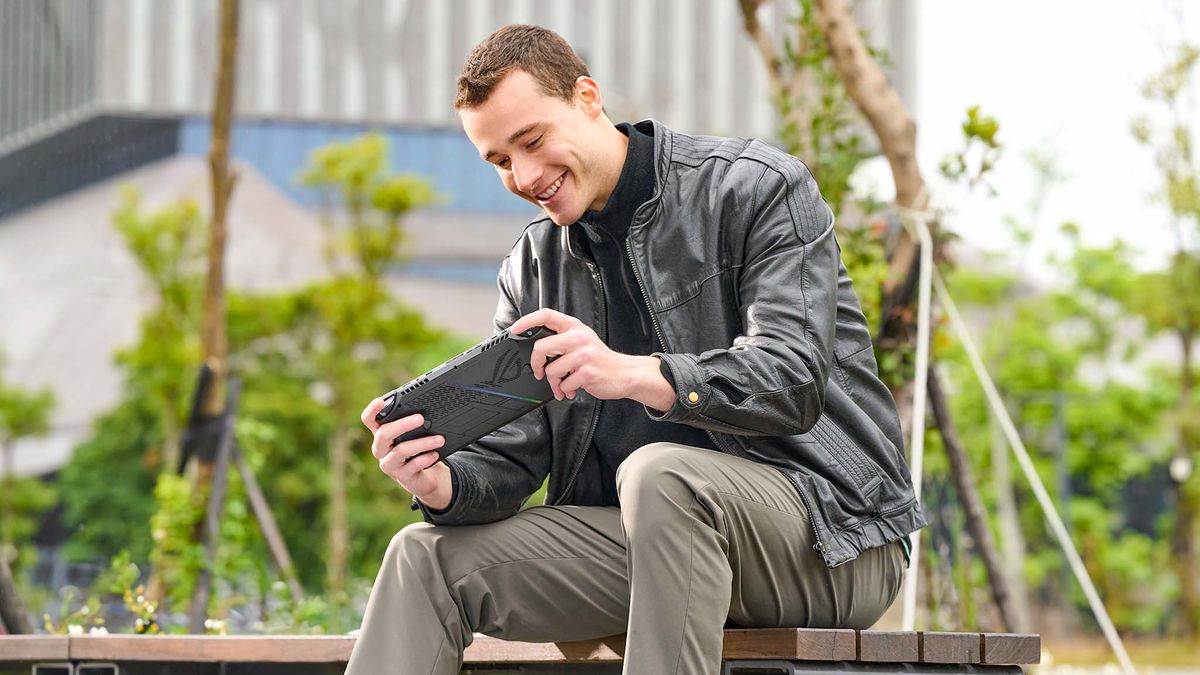 ASUS ROG Ally X played outside.