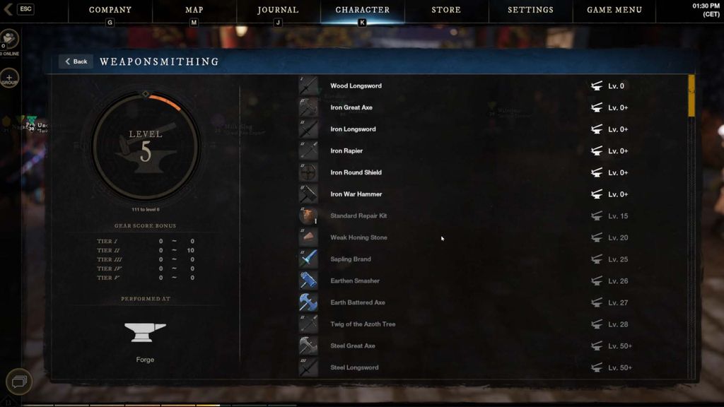 How does New World Weaponsmithing work and how do you level the skill