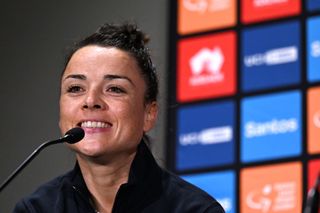 Audrey Cordon-Ragot (Human Powered Health) at the pre-race press conference ahead of the Women's Tour Down Under