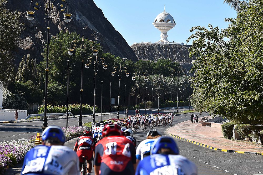 The peloton in action during Oman's final stage.