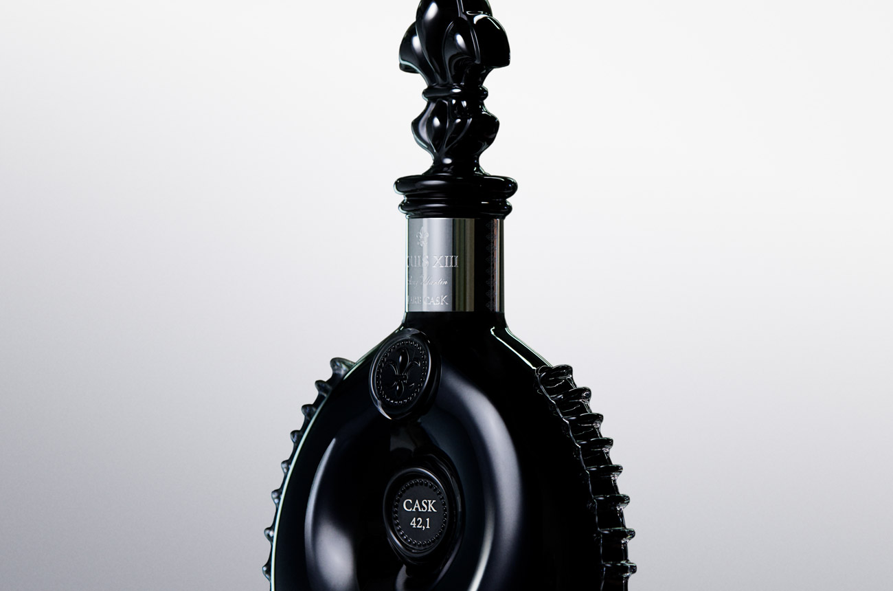 A black crystal decanter