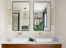 double bathroom sink vanity unit in a modern space