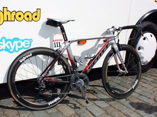 HTC-Columbia team sponsor Scott provided Mark Cavendish with this specially painted Project F01 aero road bike.