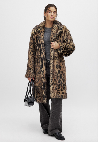 Faux Fur Leopard Coat