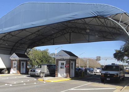 The entrance to a naval air base in Pensacola, Florida.
