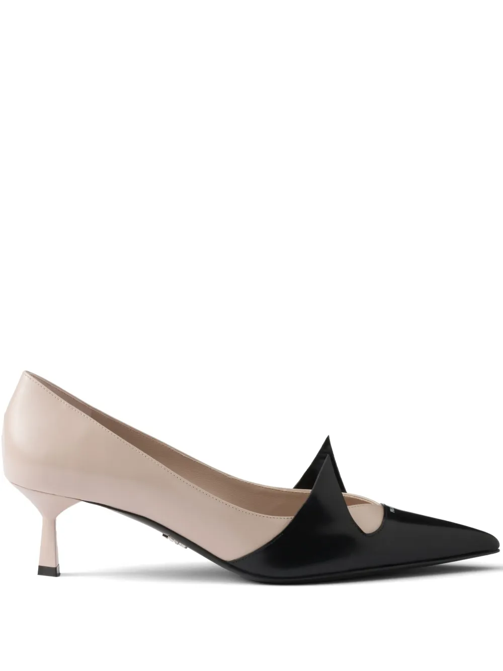 Prada 55mm Two-Tone Brushed-Leather Pumps | 39.5