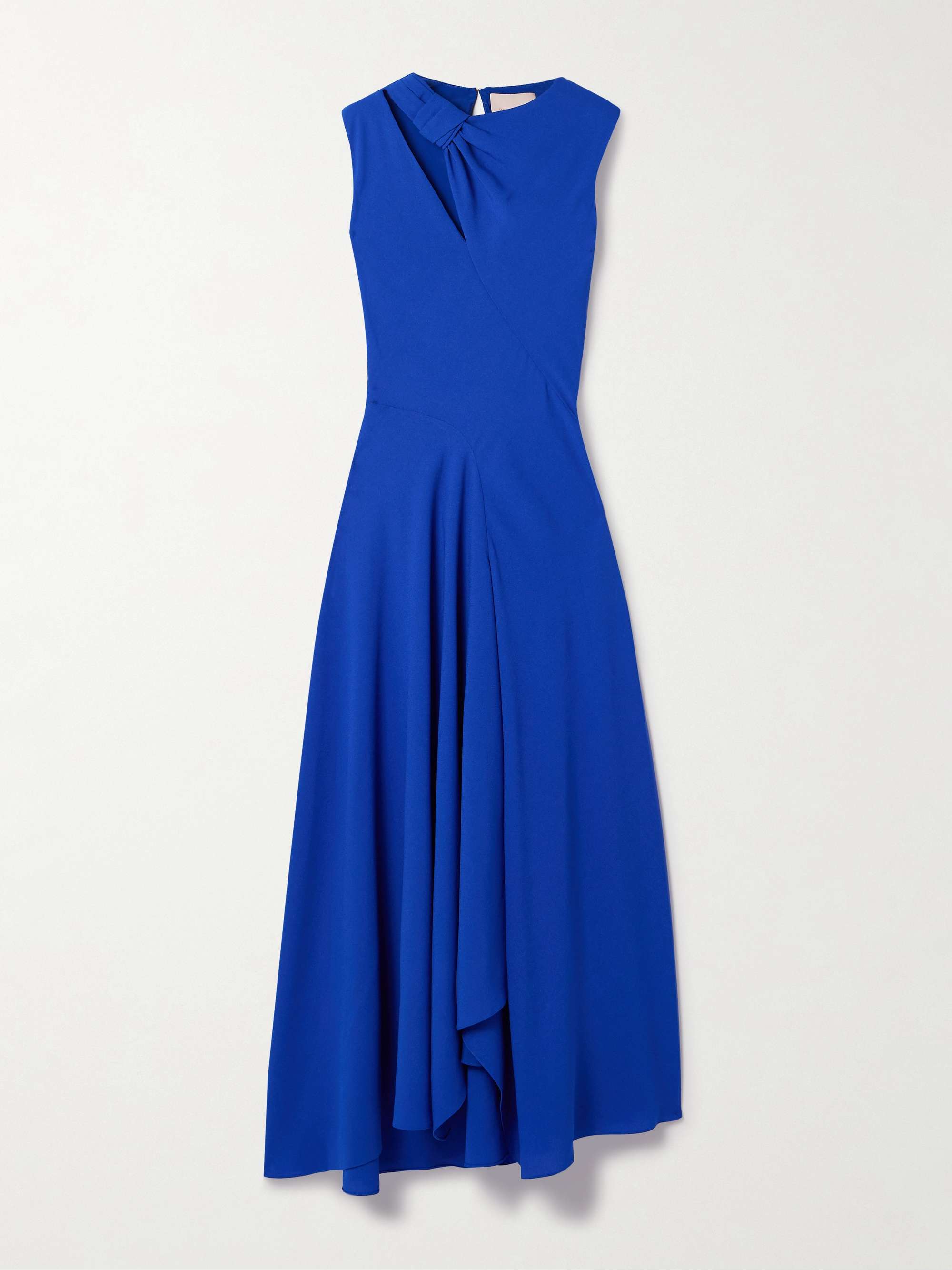 Alma Cutout Knotted Draped Crepe Midi Dress