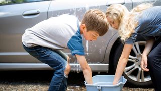 Kids washing car