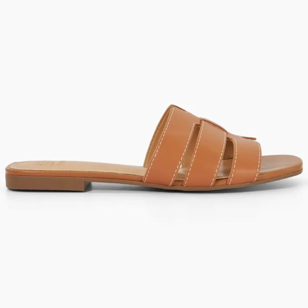 Dune Layyla Tan Stitch Detail Sandals