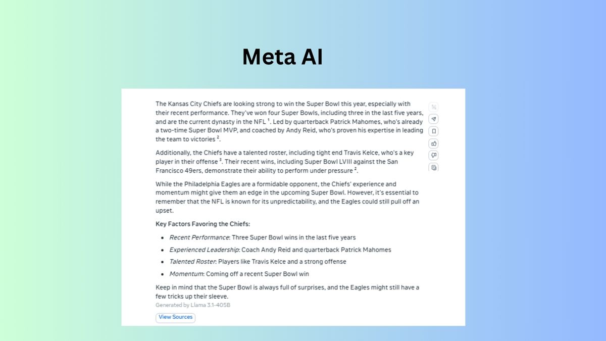 Meta AI Super Bowl prediction