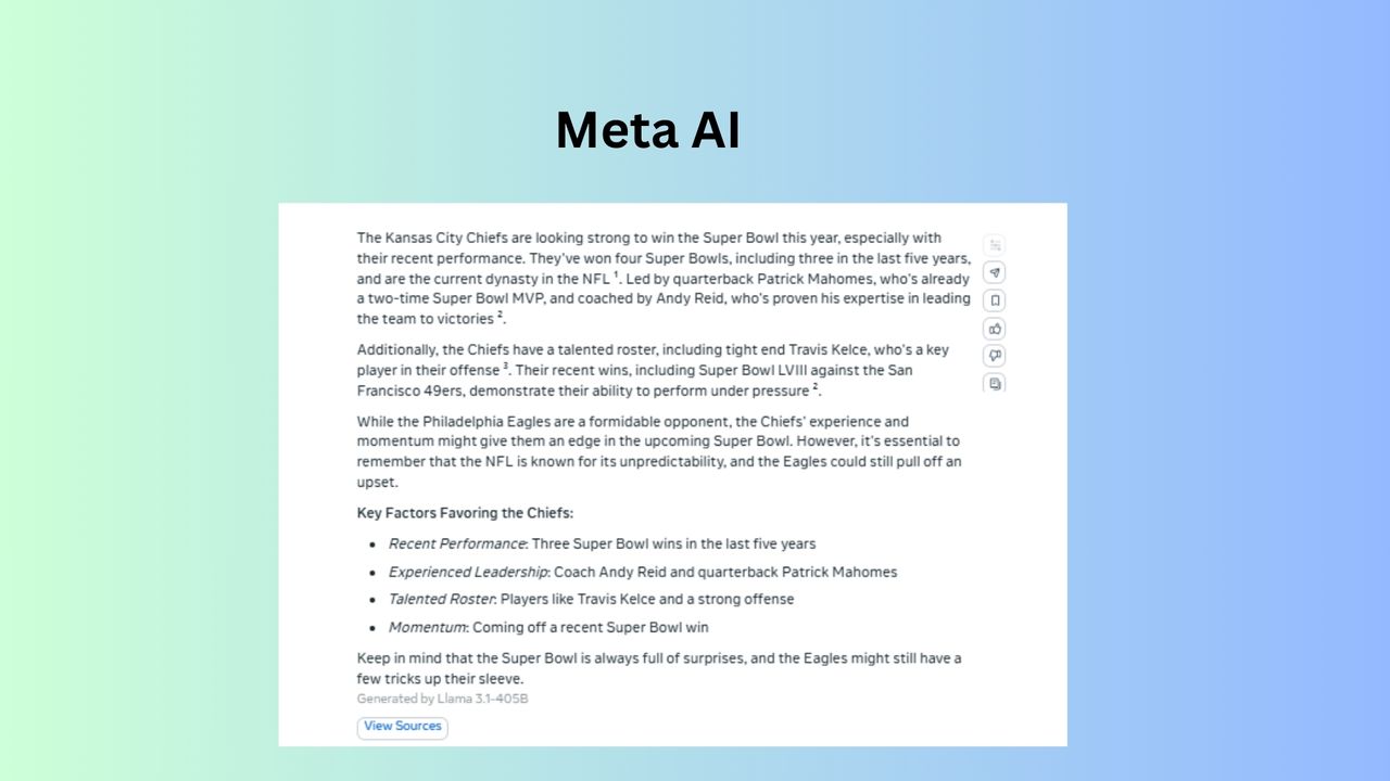 Meta AI Super Bowl prediction
