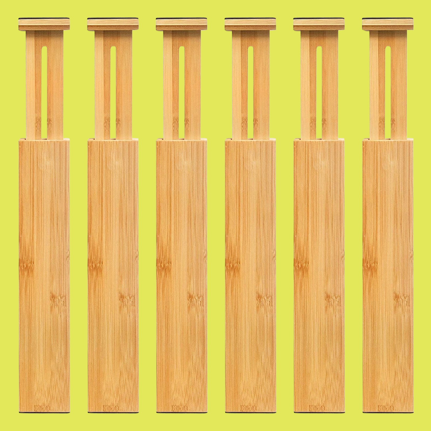 A set of bamboo drawer dividers