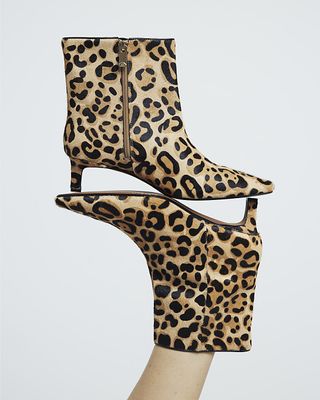 Brown Leopard Kitten Heeled Ankle Boots