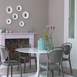 Table with flower and chair