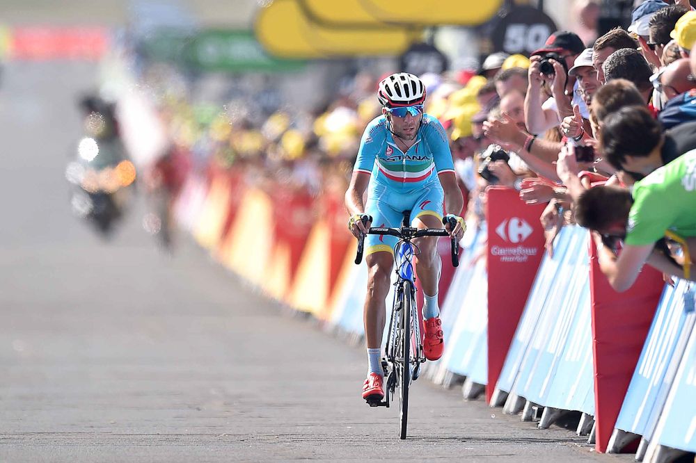 Vincenzo Nibali finishes stage 14.