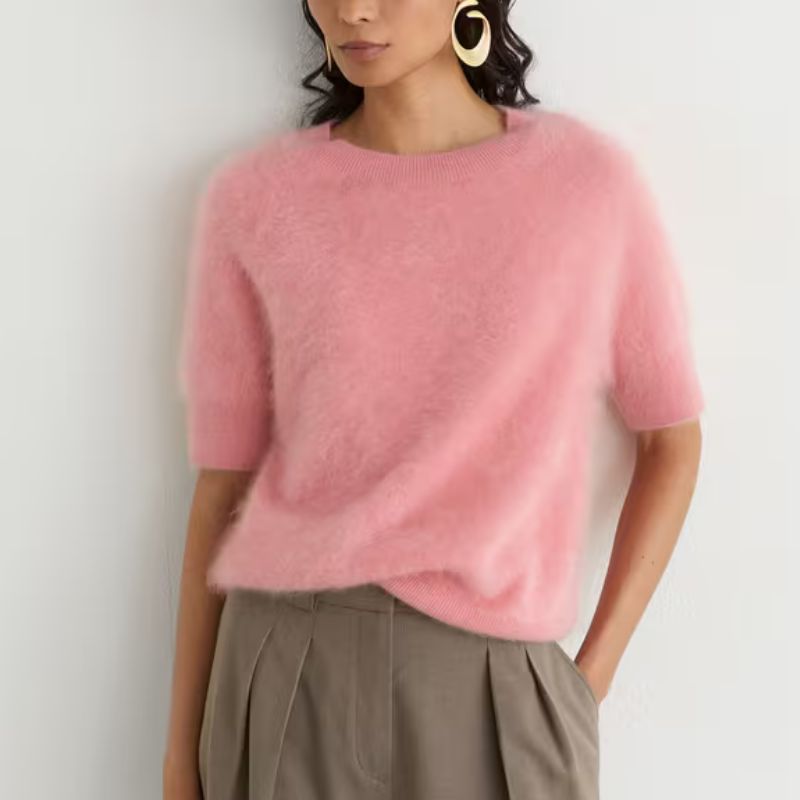 Reiss, Julia Brushed Cashmere Short Sleeve Top