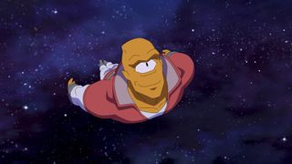 Allen smiles as he flies through space in Invincible season 2