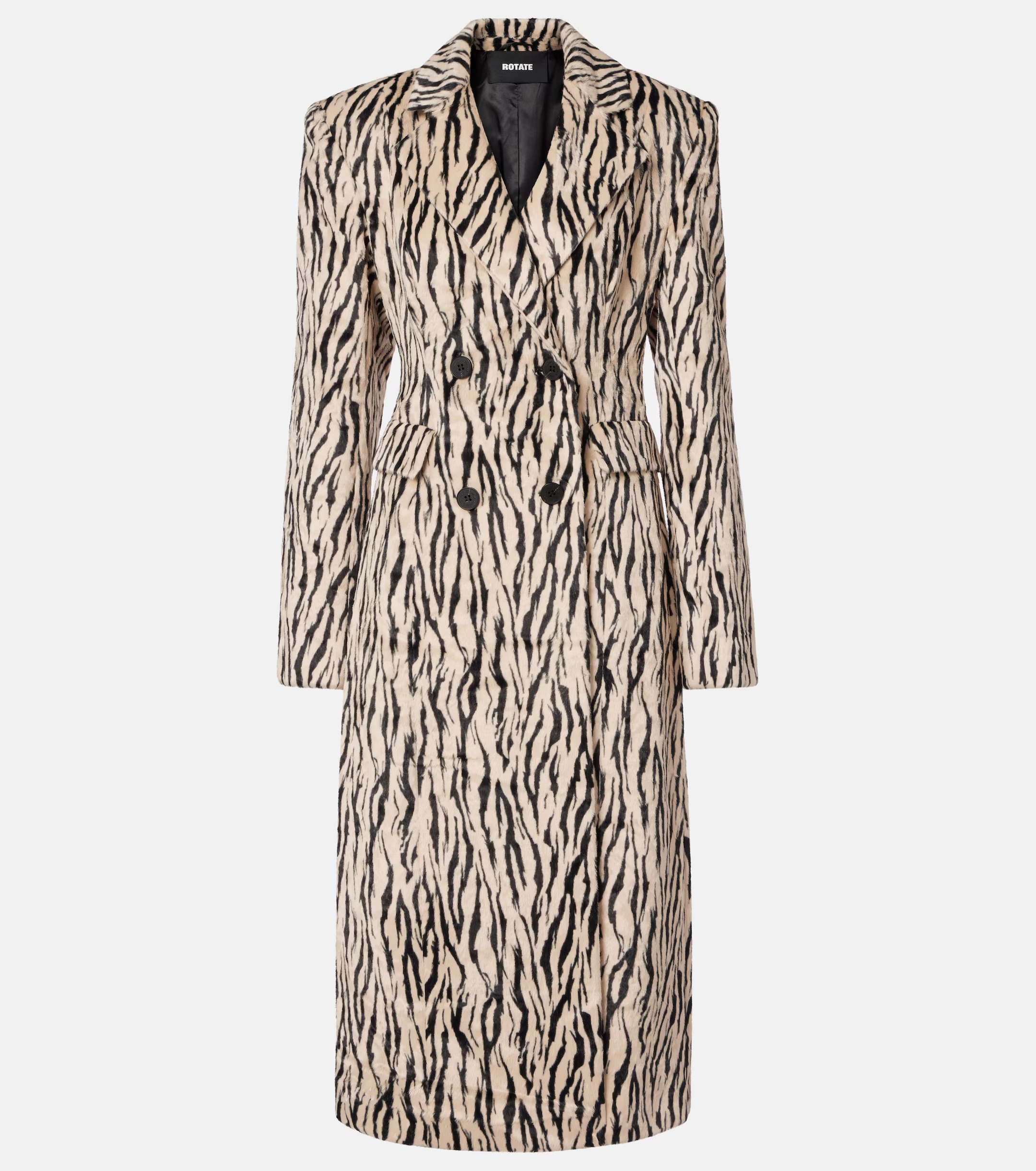 Rotate, Zebra-Print Cotton-Blend Coat