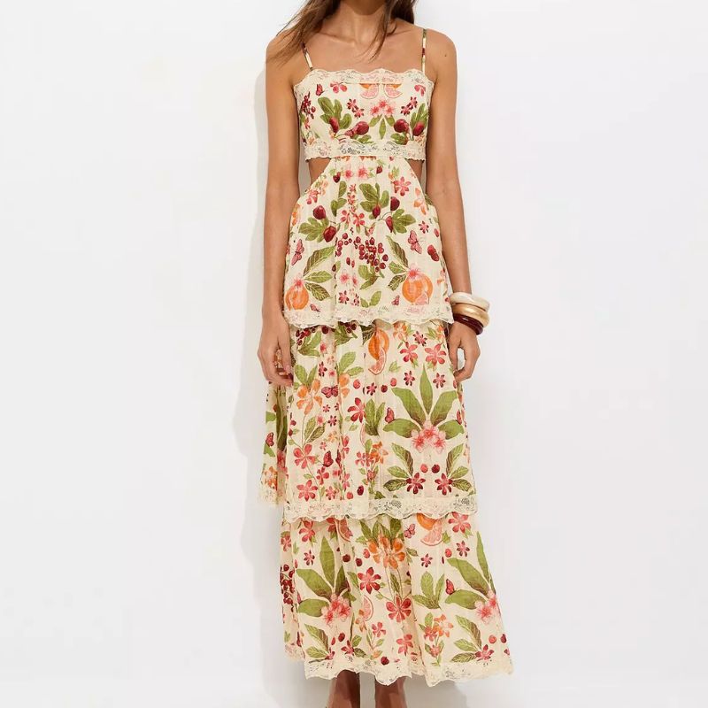 New Look, Fruit Print Tiered Maxi Dress