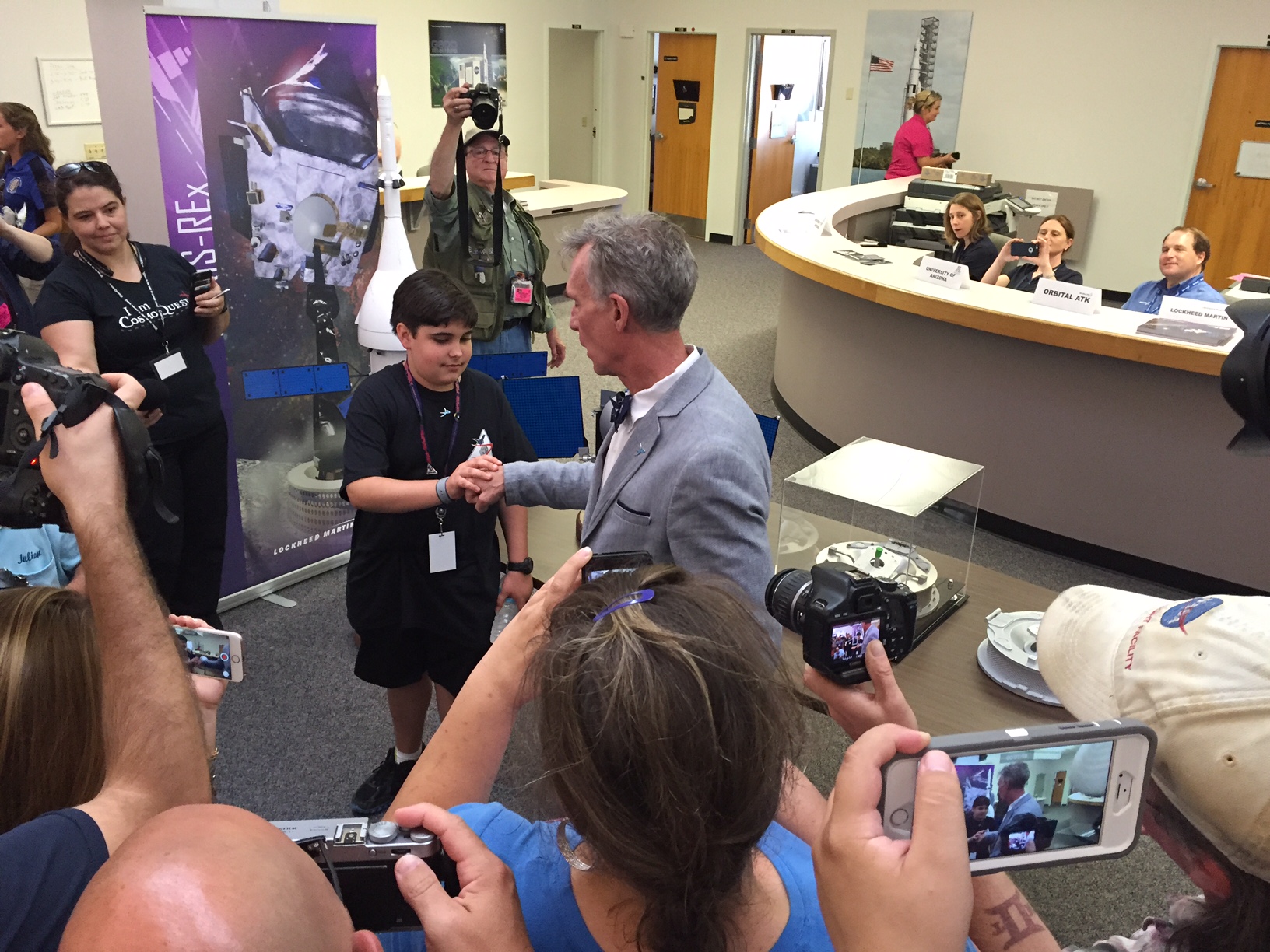 Bill Nye and Mike Puzio Do OSIRIS-REx High-Five