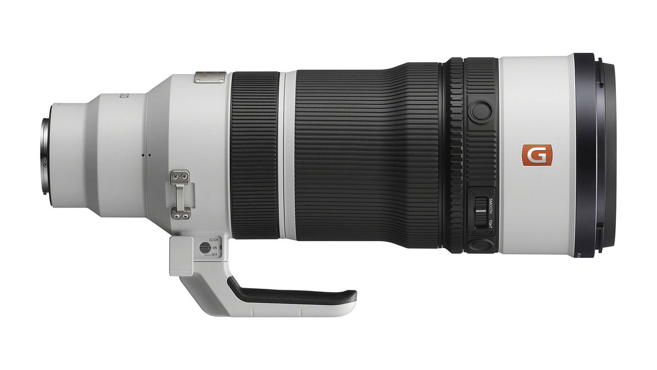 Sony FE 100-400mm f/4.5 GM OSS against a white background