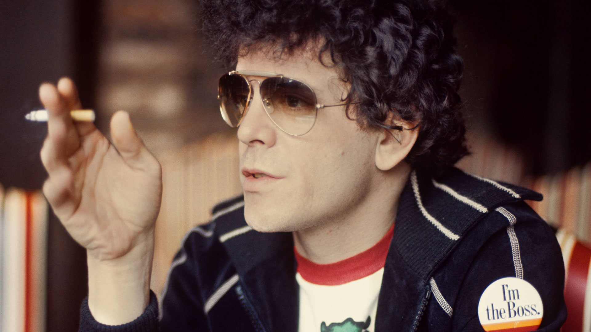 Lou Reed posed smoking a cigarette during an interview in Amsterdam, Netherlands in 1976