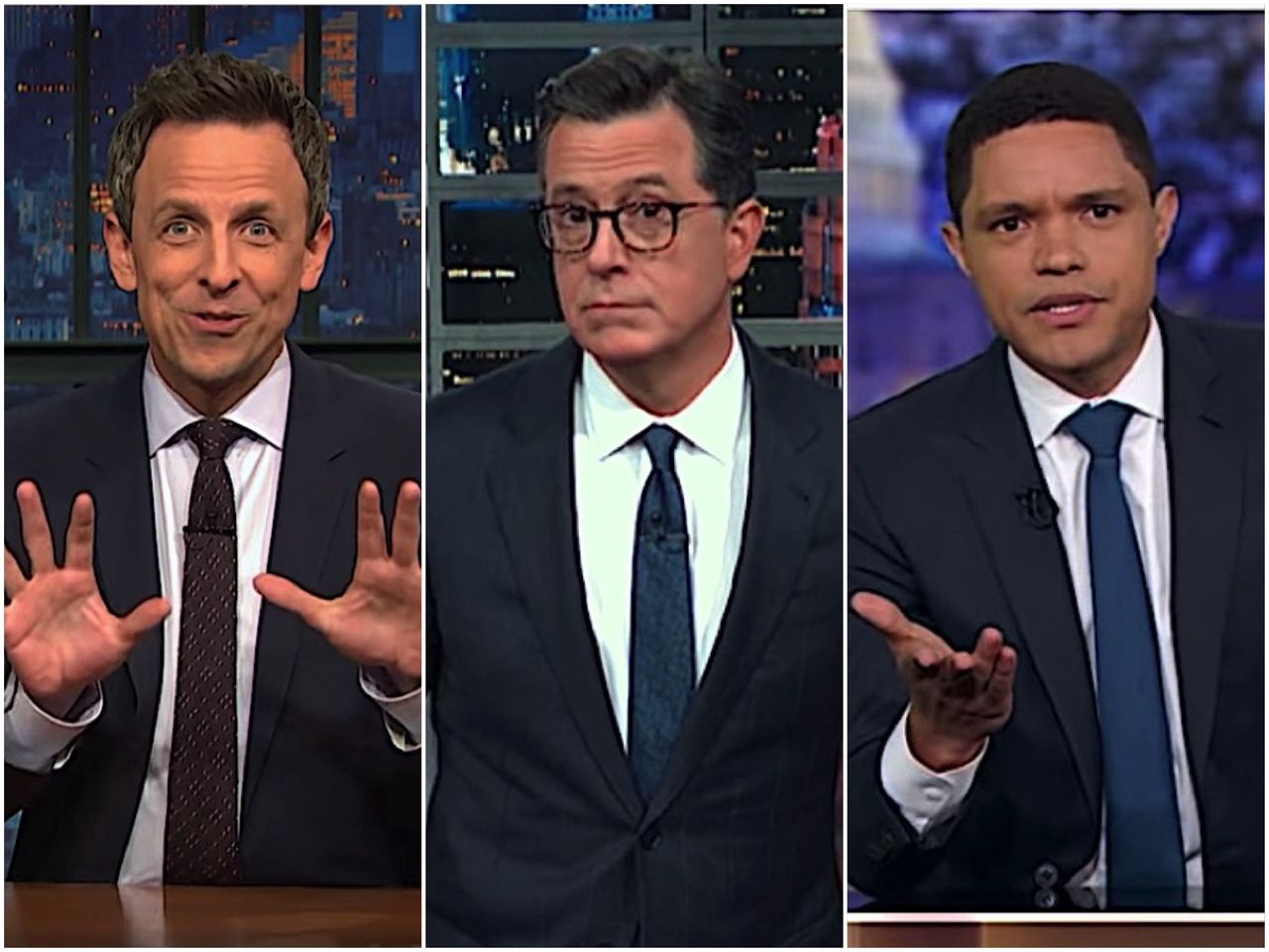 Late night hosts are skeptical of Trump&amp;#039;s war motives