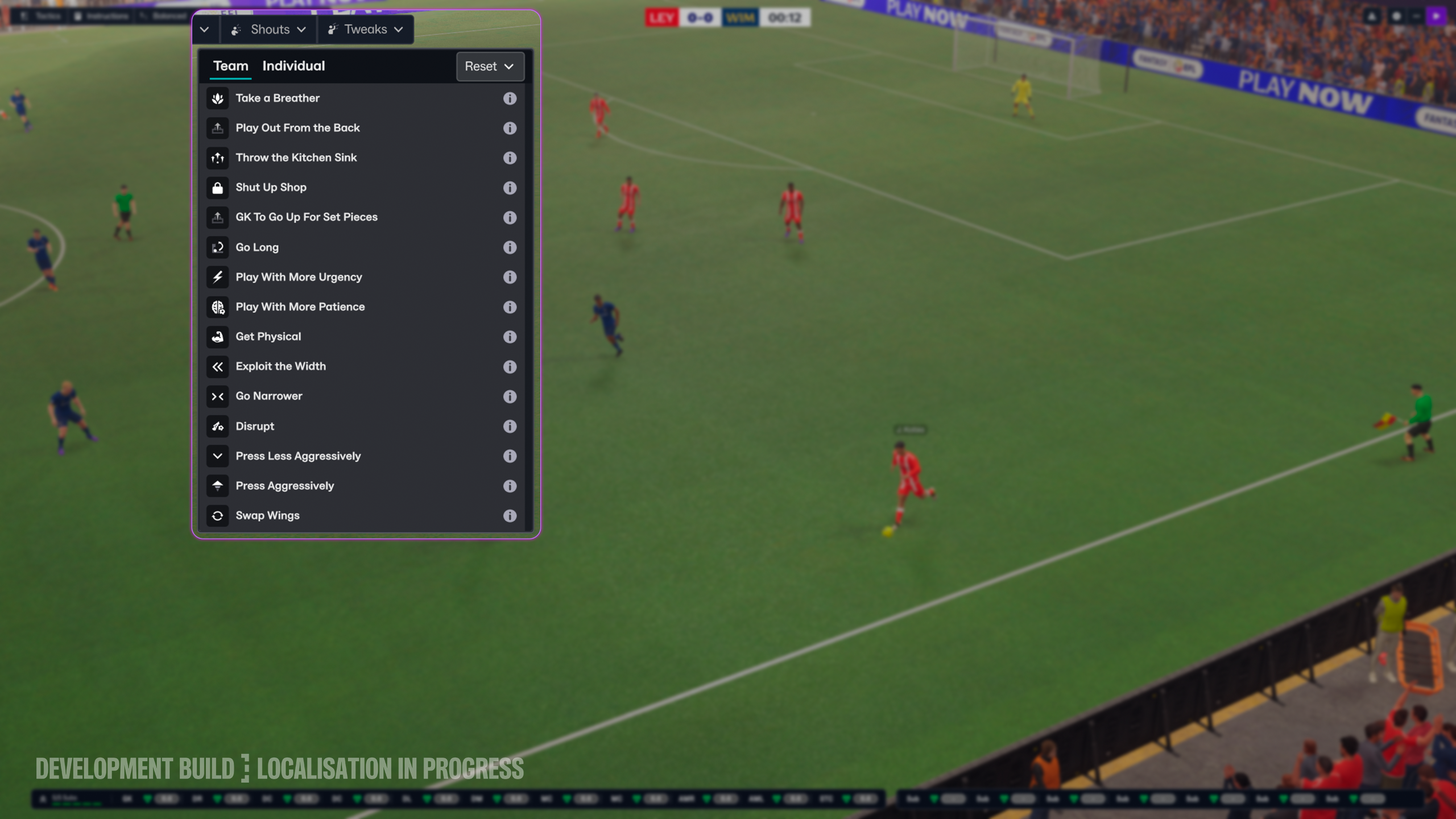 Football Manager's new shortcut feature lets players issue team instructions 'from the touchline'