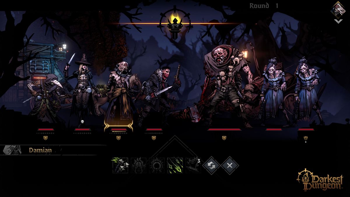 Darkest Dungeon 2 combat scene with Flagellant