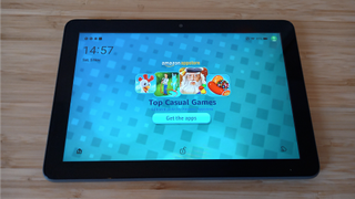 Tablet showing ad for casual games