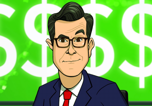 Stephen Colbert&#039;s avatar during ViacomCBS&#039;s virutal upfront.