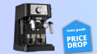 the de'longhi stilosa on a blue background with a blue tom's guide price drop badge