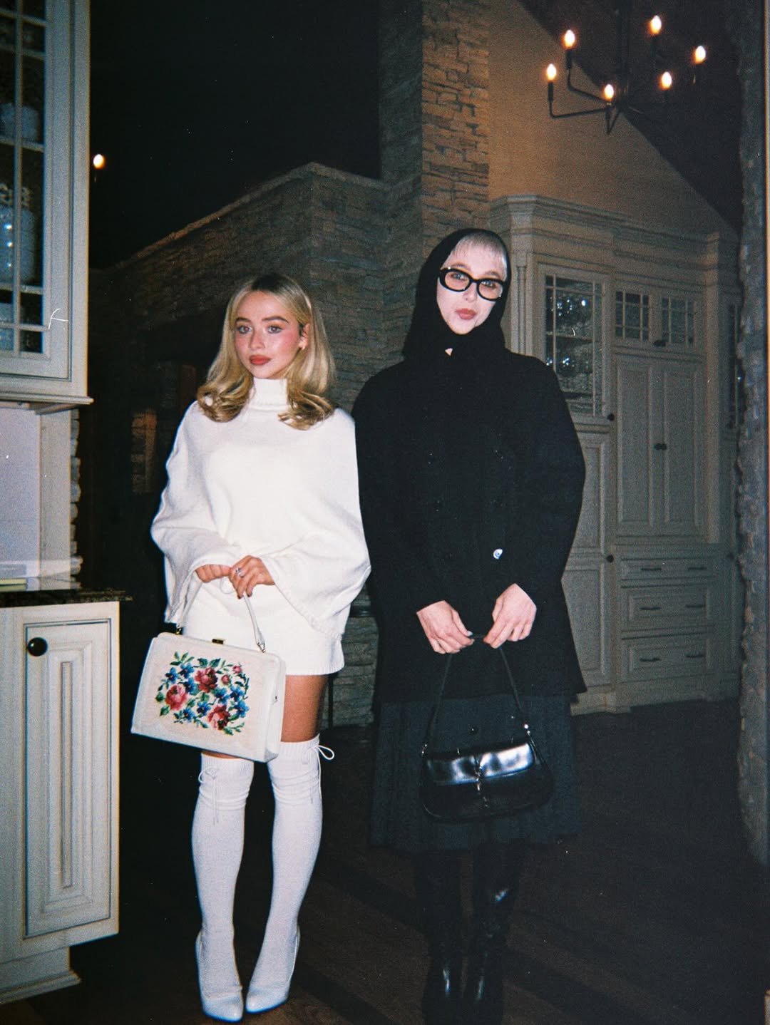 Sabrina Carpenter pulled off a stark white poncho in a recent Instagram post