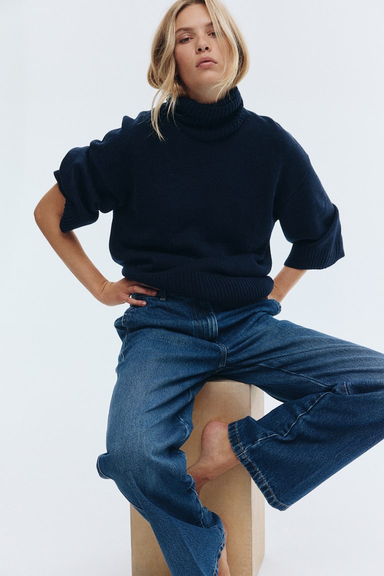 Fine-Knit Polo-Neck Jumper