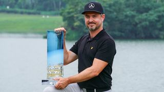Mikko Korhonen with the trophy after he won the 2019 Volvo China Open