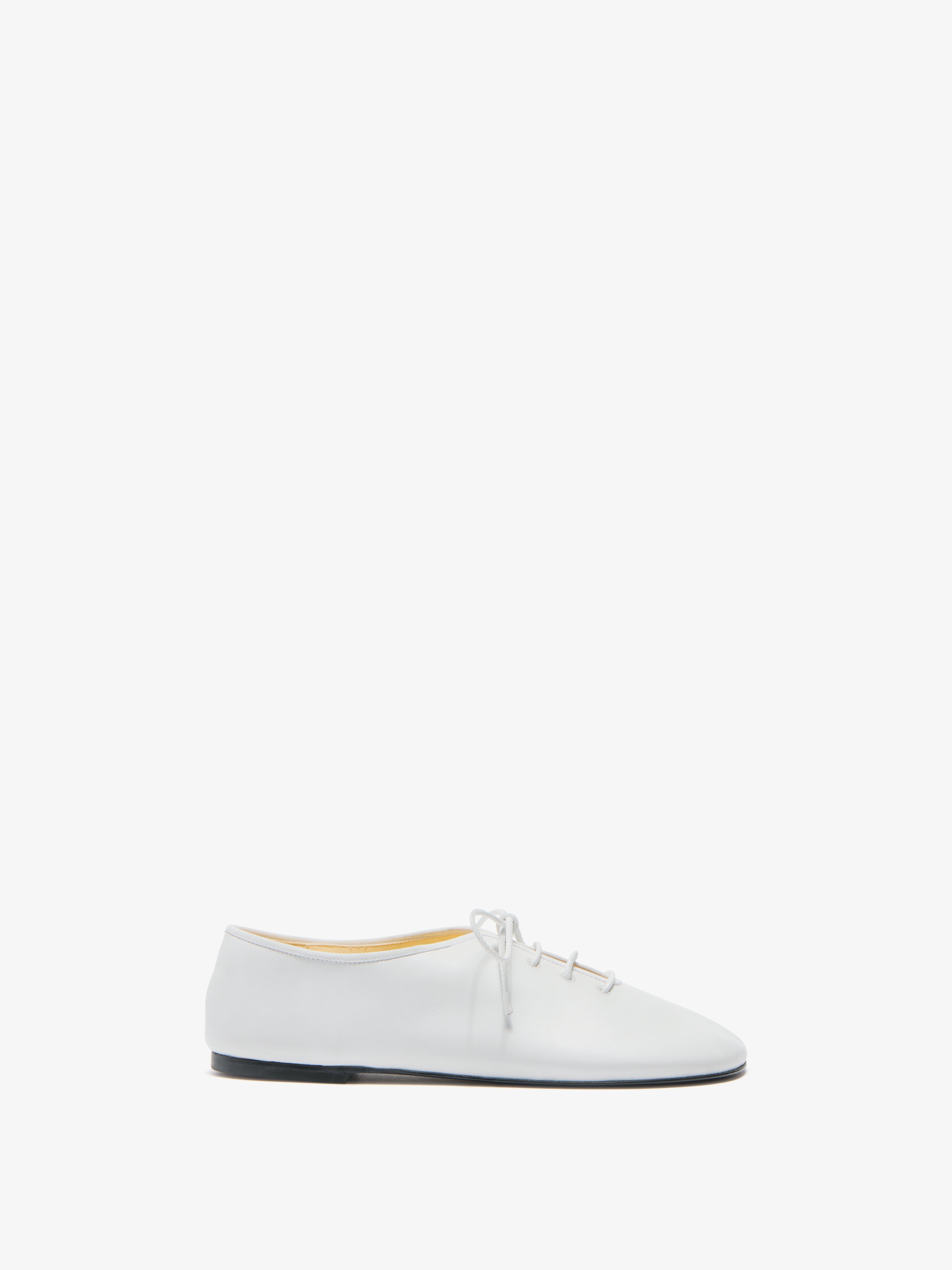 Proenza Schouler Glove Lace Up Flats in Nappa - White | Proenza Schouler Official Site