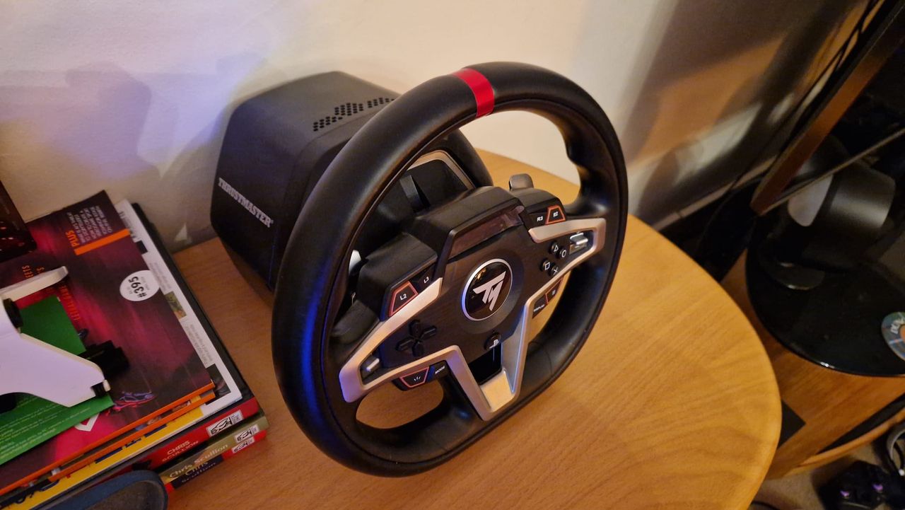 The Thrustmaster T248 racing wheel from above