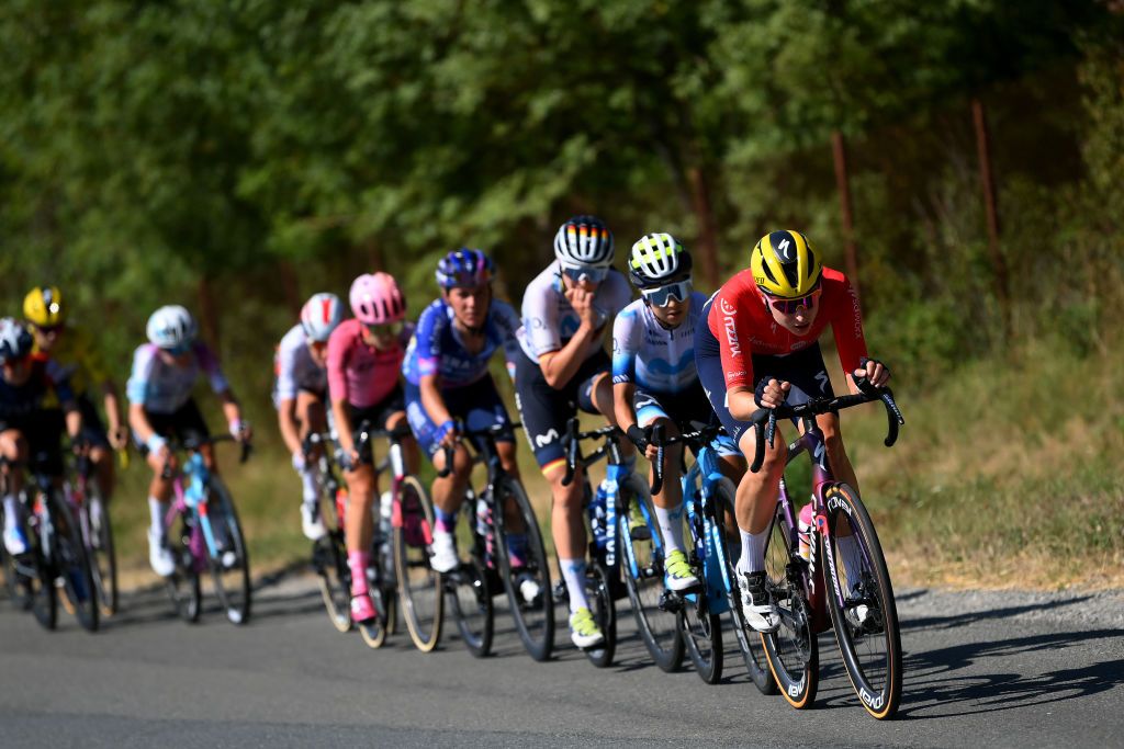ALBI FRANCE JULY 27 Marlen Reusser of Switzerland and Team SD Worx Protime leads the peloton during the 2nd Tour de France Femmes 2023 Stage 5 a 1261km stage from OnetleChteau to Albi 572m UCIWWT on July 27 2023 in Albi France Photo by Alex BroadwayGetty Images