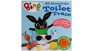 book with the image of Bing bunny on the front on the toilet as part of the best potty training books