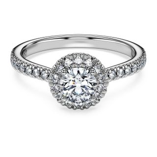 Eternity Halo Solitaire Ring With Silver Band