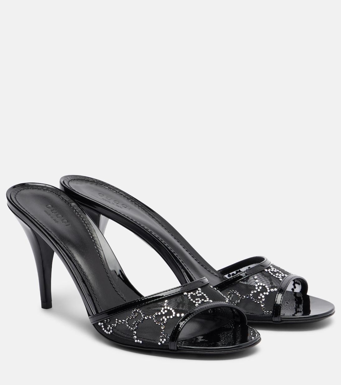 Erin Gg Embellished Leather-Trimmed Mules