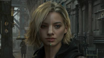 Nvidia comparison tool featuring Grace from Resident Evil Requiem and DLSS 5 switched off on left and enabled on right.