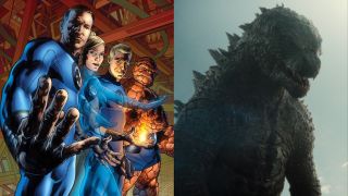 Marvel Comics artwork of the Fantastic Four, and Godzilla in Monarch: Legacy of Monsters