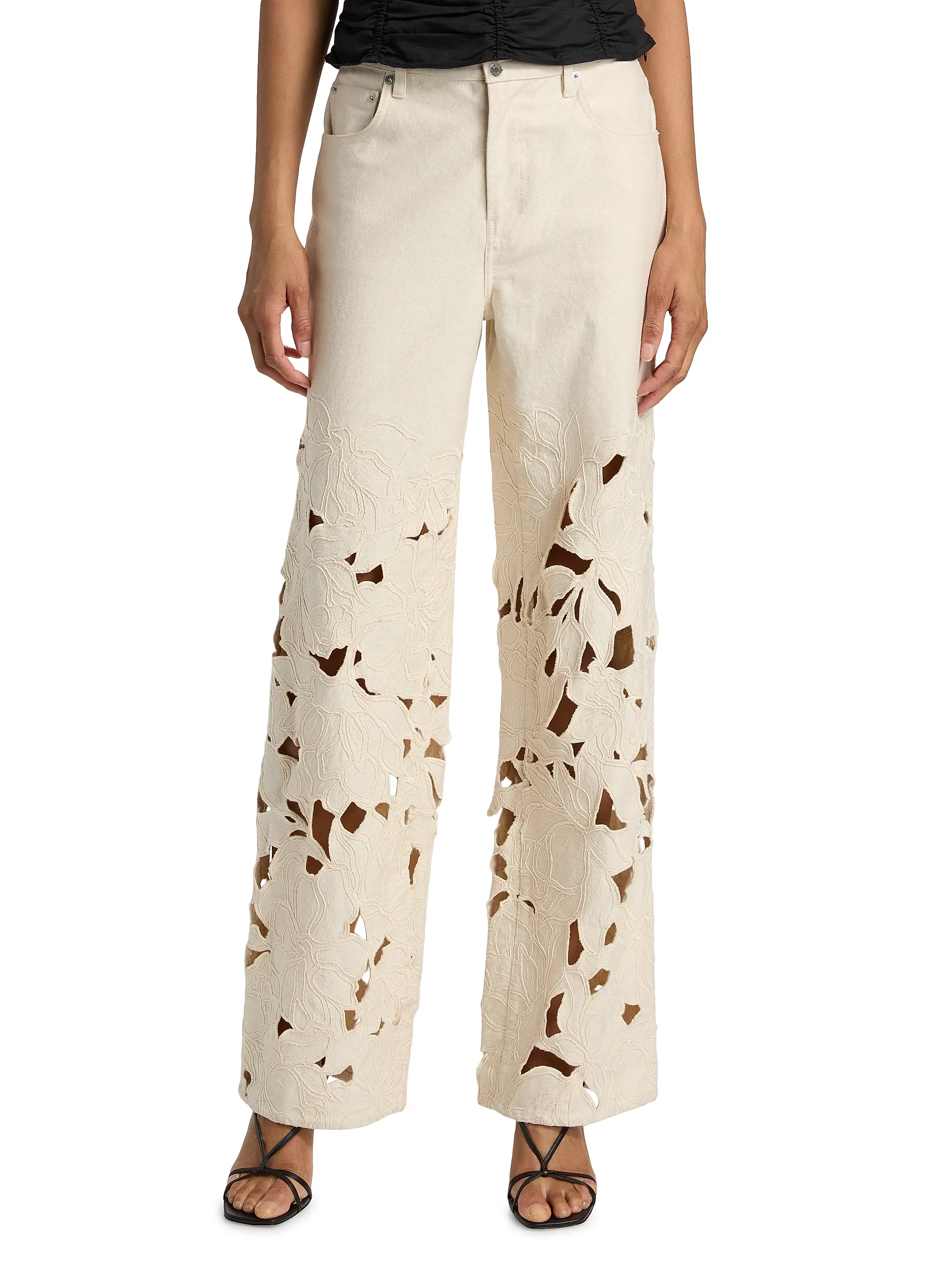 Betty Floral Cut Out Straight-Leg Jeans