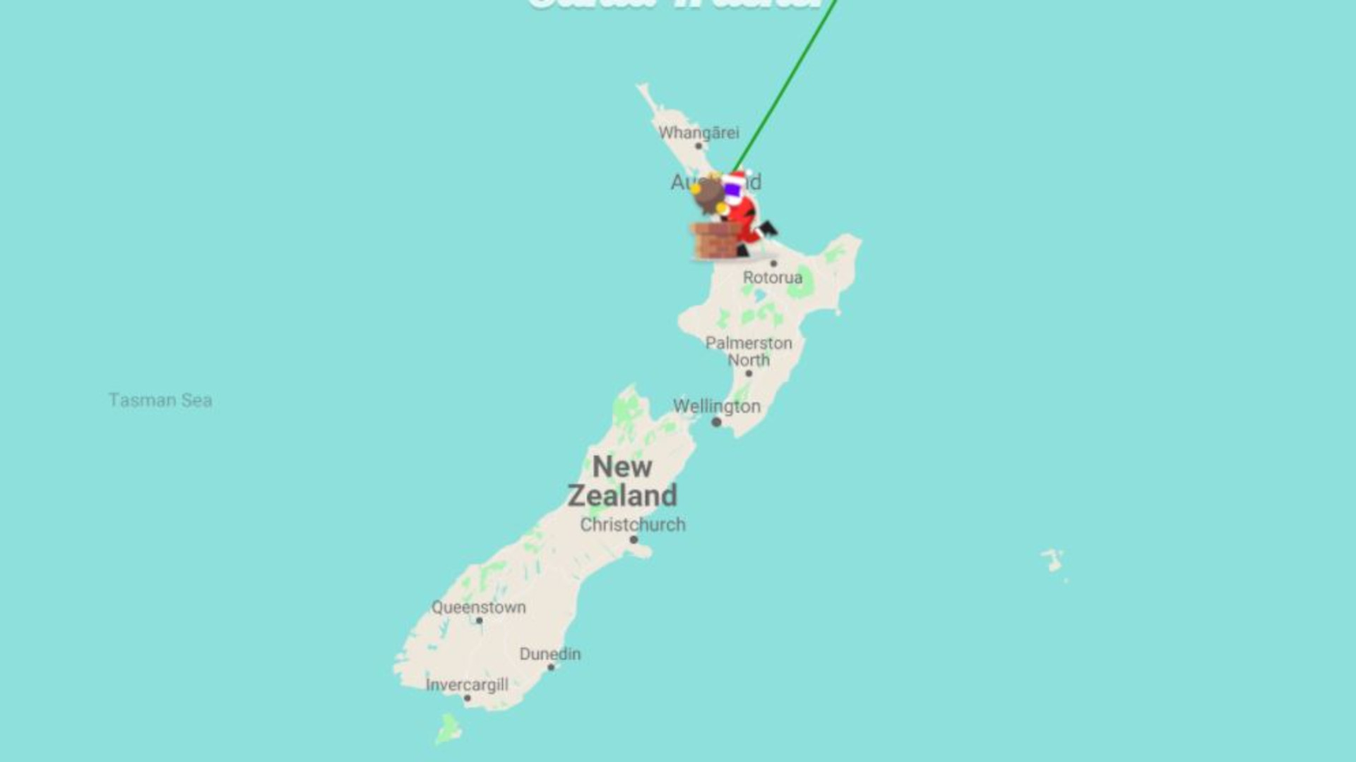 Santa in New Zealand on the Google Santa Tracker