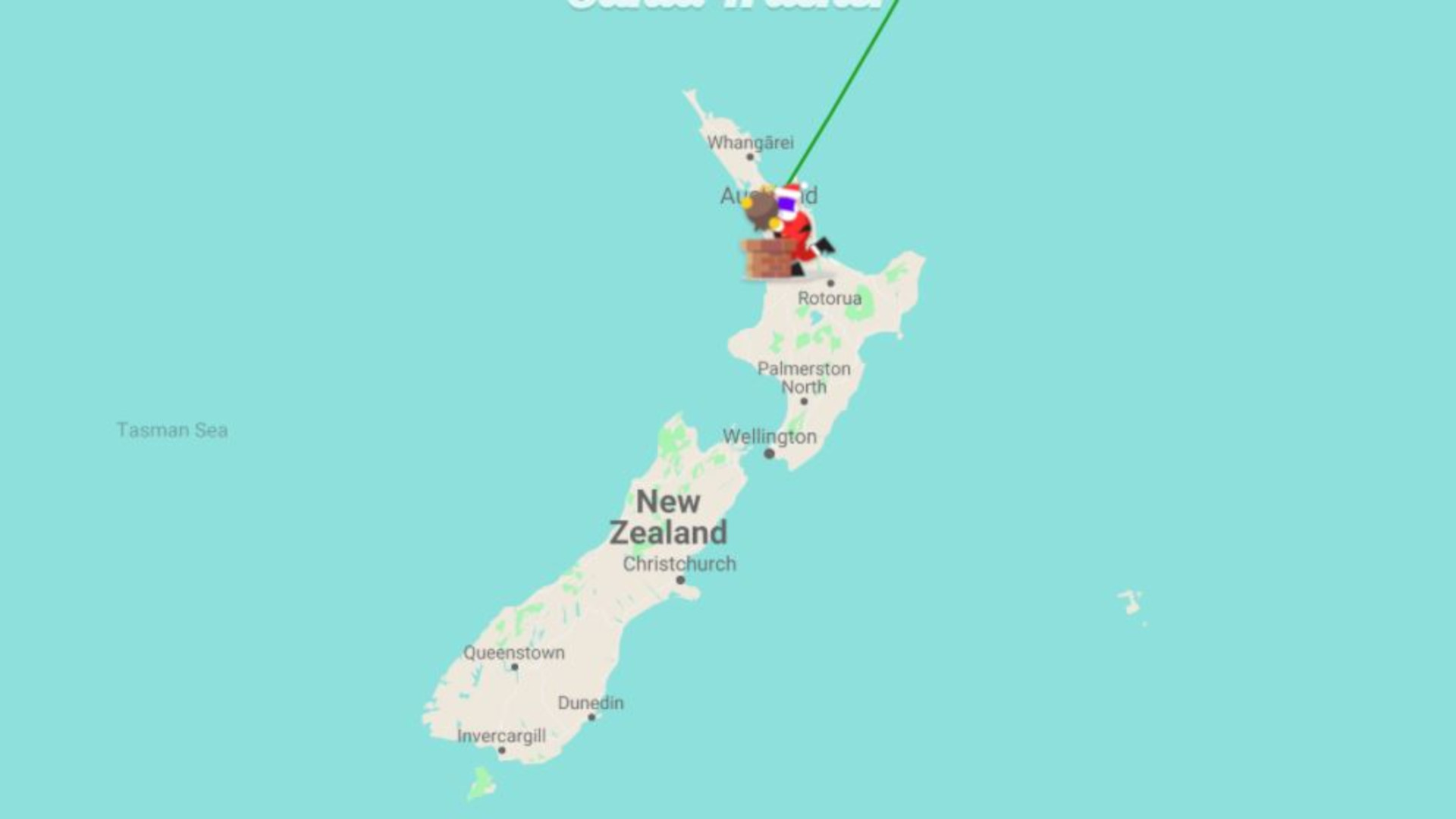 Père Noël en Nouvelle-Zélande sur Google Santa Tracker